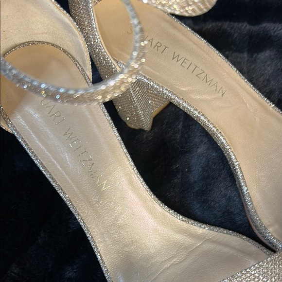 Stuart Weitzman Gold Mesh 3” Heels - Picture 2 of 8